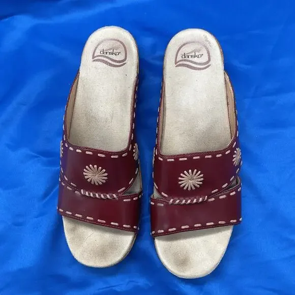 Dansko Chunky Slide Sandal Brown Leather Womens US11 UE42 - Picture 4 of 9